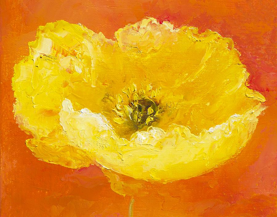 Yellow Poppy Painting by Jan Matson