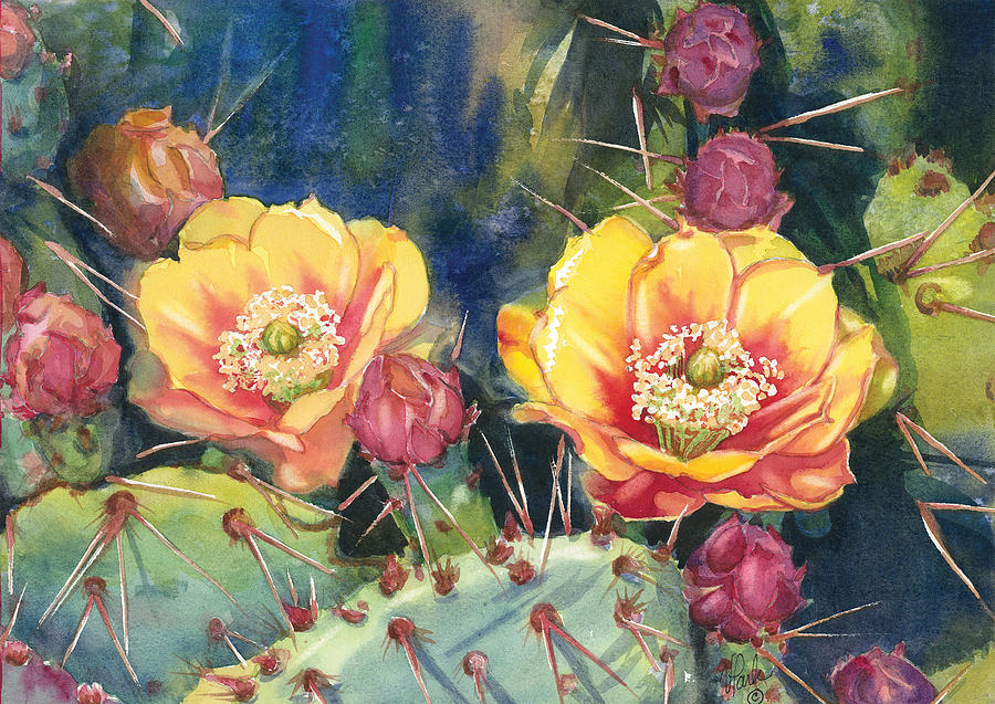 Yellow Prickly Pear Painting by Victoria Park - Fine Art America