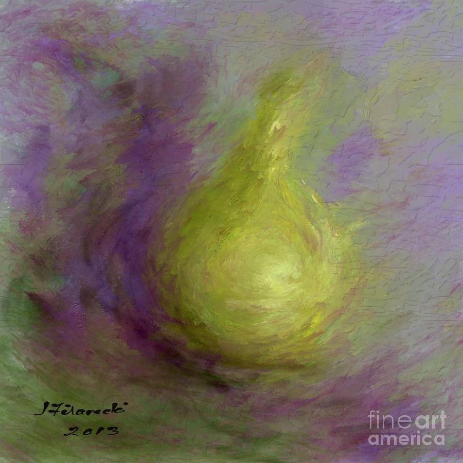 Yellow Painting - Yellow Purple Fruit Abstract by Judy Filarecki