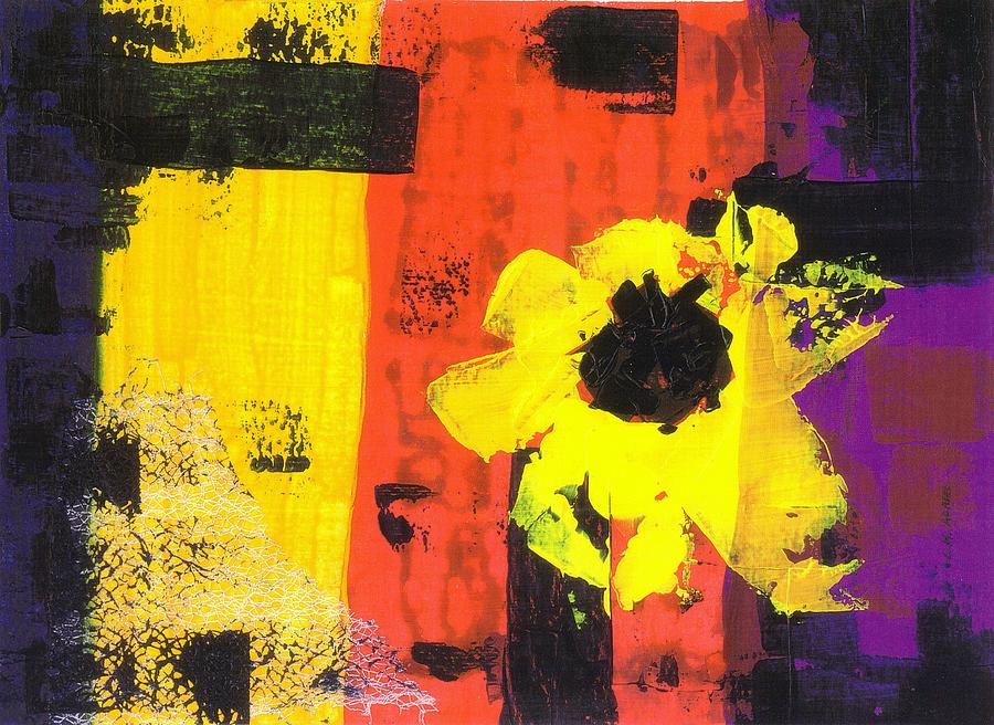 Abstract Painting - Yellow Rascal by Louise Adams