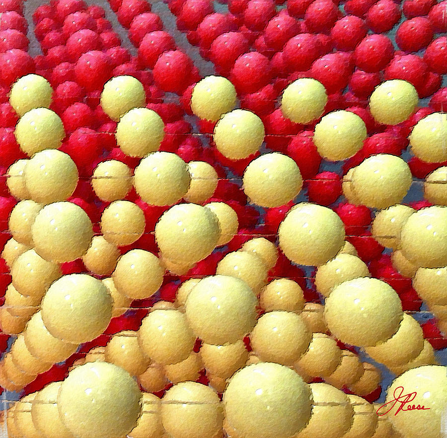 Yellow Red  Balls Painting by Joan Reese
