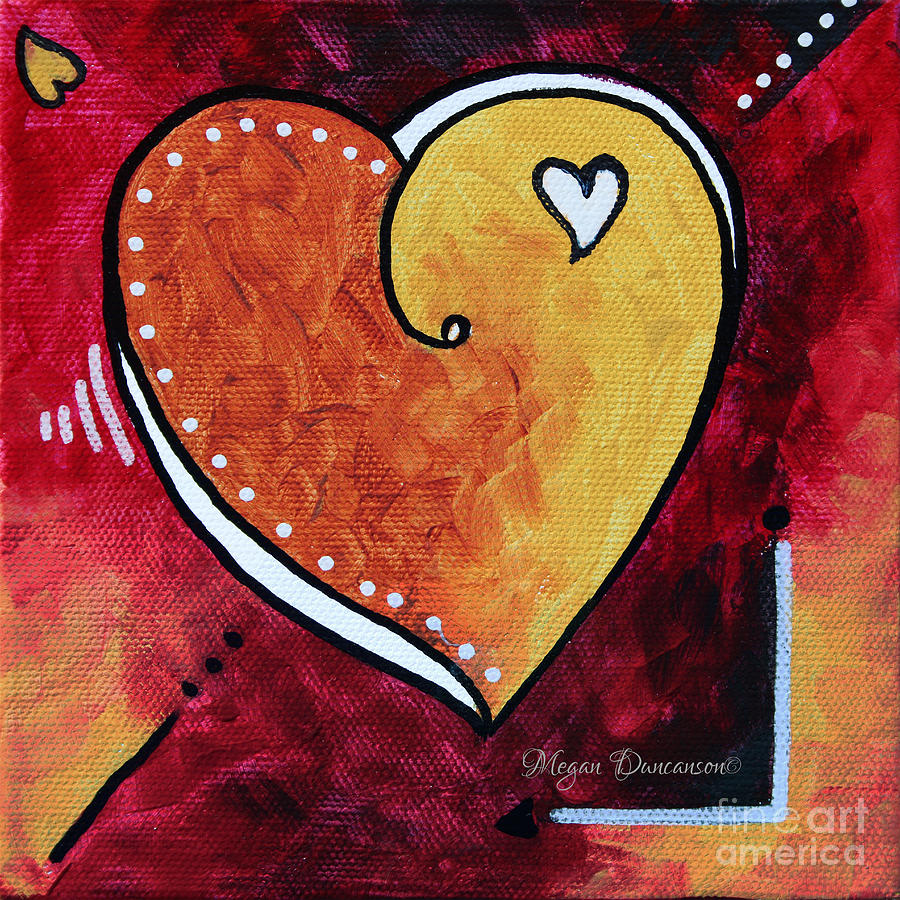 Yellow Red Orange Heart Love Painting Pop Art Love by Megan Duncanson Painting by Megan Aroon