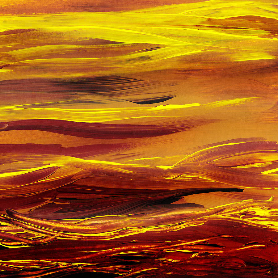 Yellow River Flow Abstract Painting by Irina Sztukowski