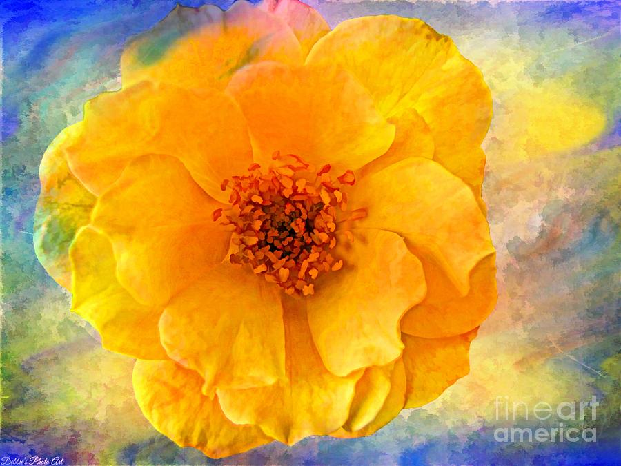 Yellow Rose 5 - Digital paint Photograph by Debbie Portwood