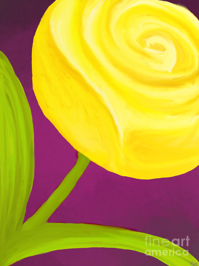 Yellow Rose Painting by Anita Lewis