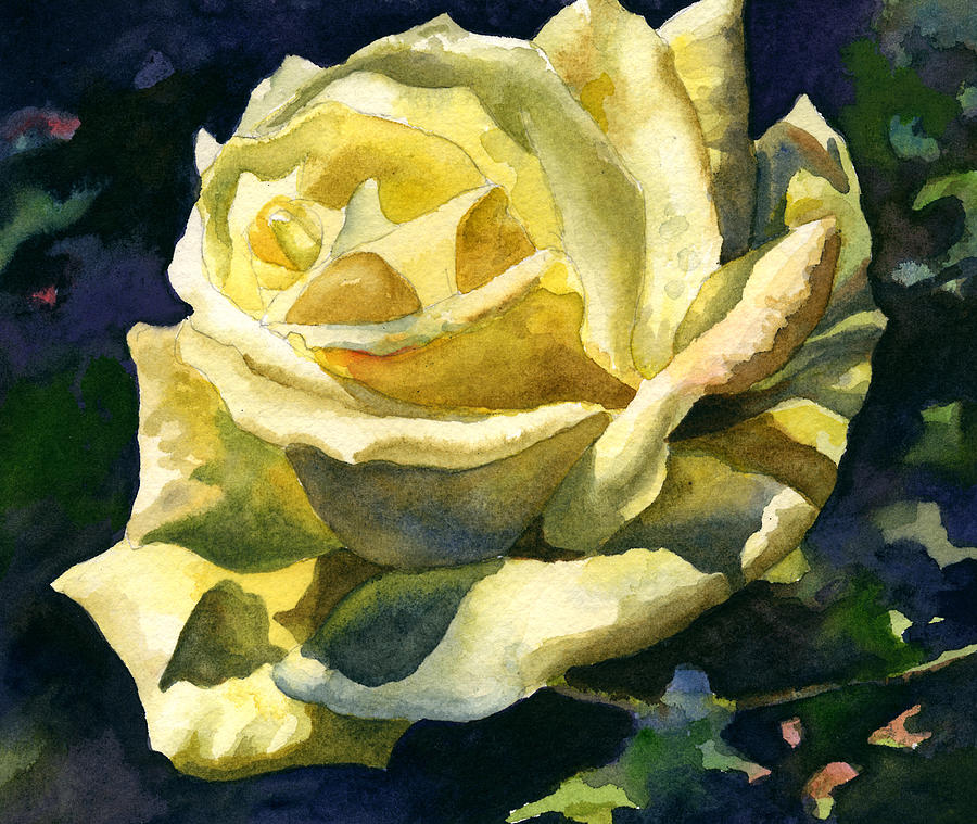 Yellow Rose Painting by Anne Gifford