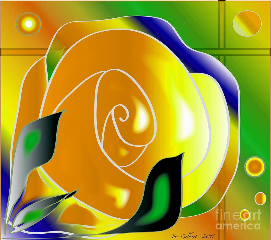 Yellow Rose Digital Art by Iris Gelbart