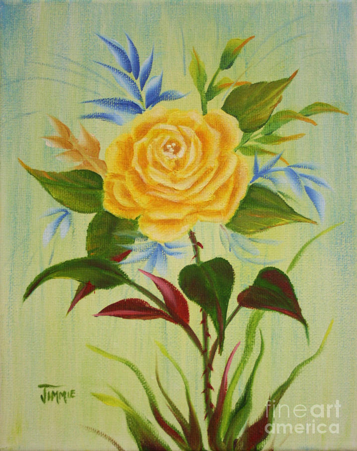 Yellow Rose Painting by Jimmie Bartlett