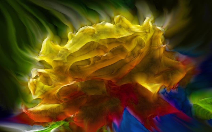 Yellow Rose Series - Colorful Fractal Digital Art by Lilia S