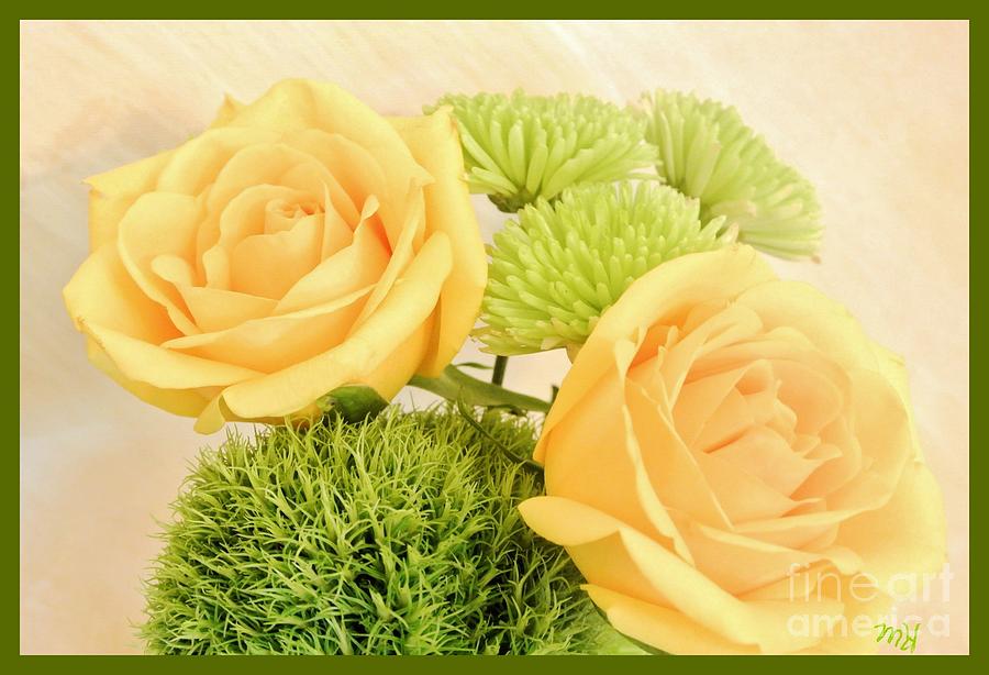 Yellow Roses and Green Texture Photograph by Marsha Heiken