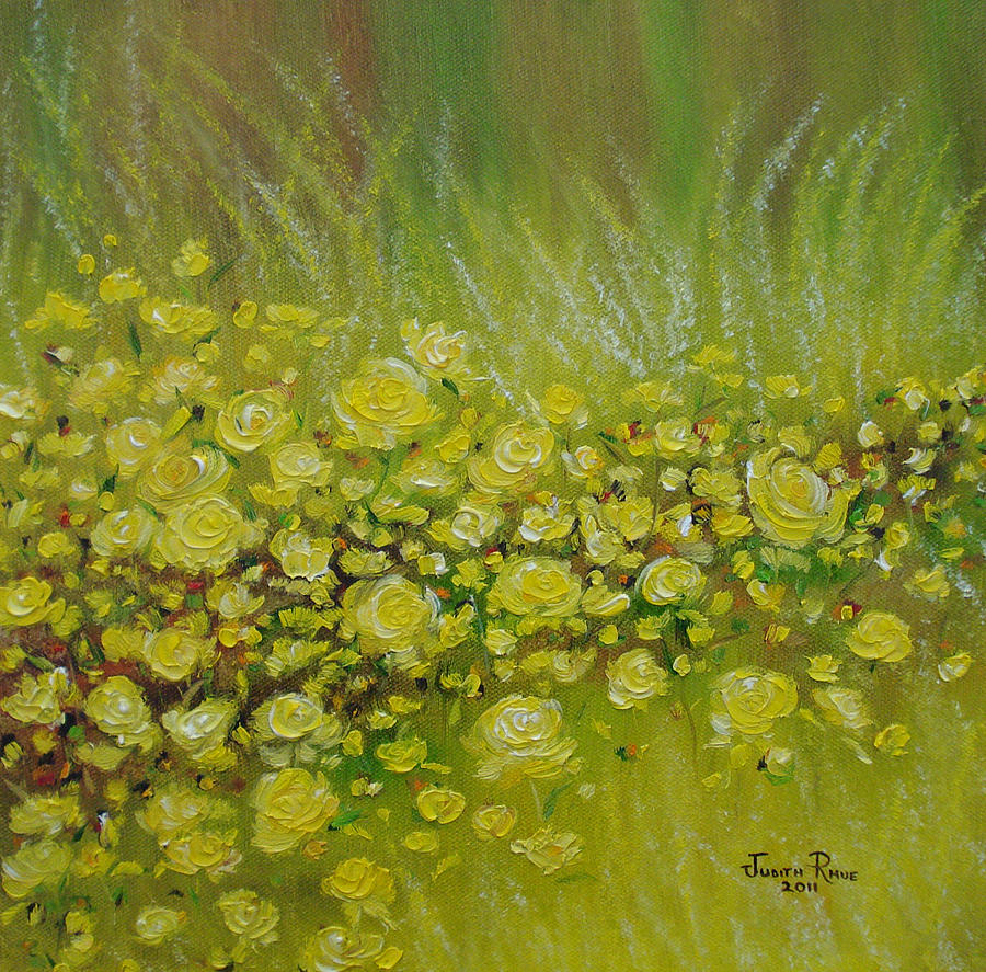 Yellow Roses for Debbie Painting by Judith Rhue