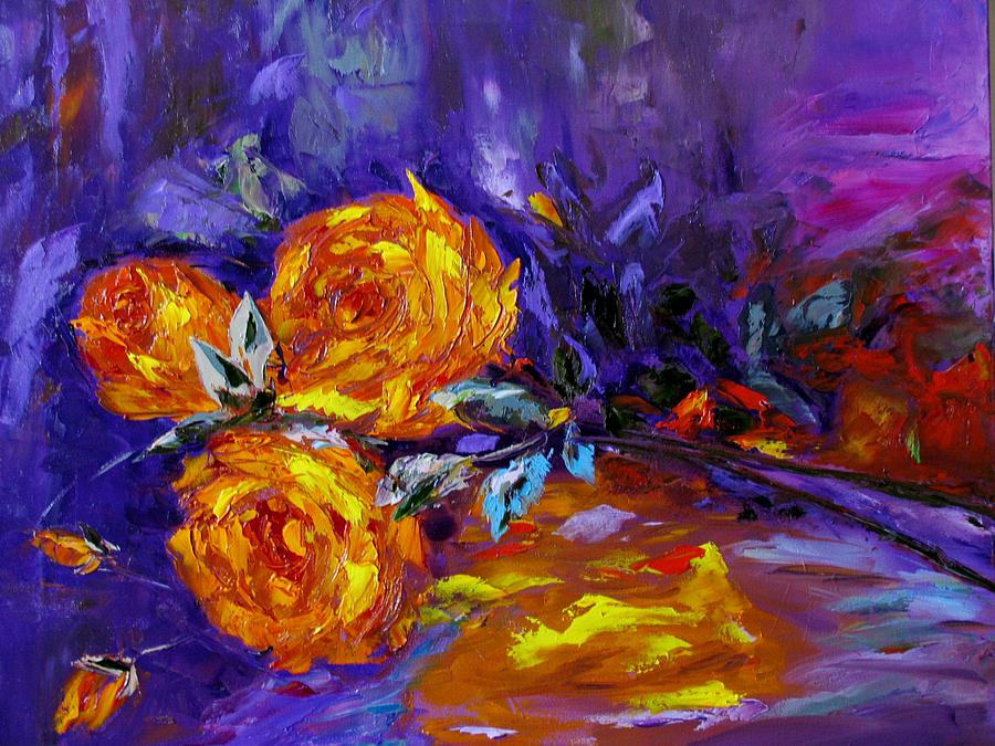 Yellow Roses Painting by Galina Khlupina