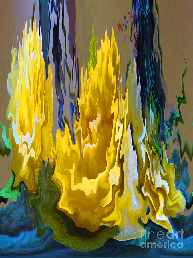 Rose Photograph - Yellow Roses In Blue Vase by Cedric Hampton