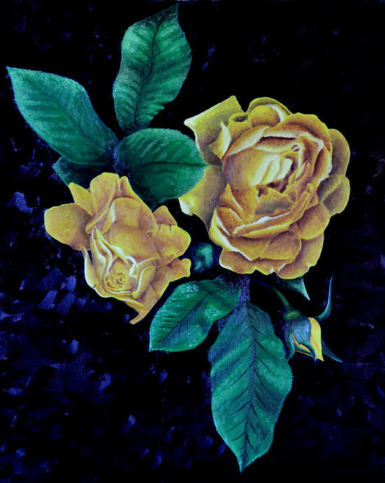 Rose Painting - Yellow roses by Ivan Rijhoff
