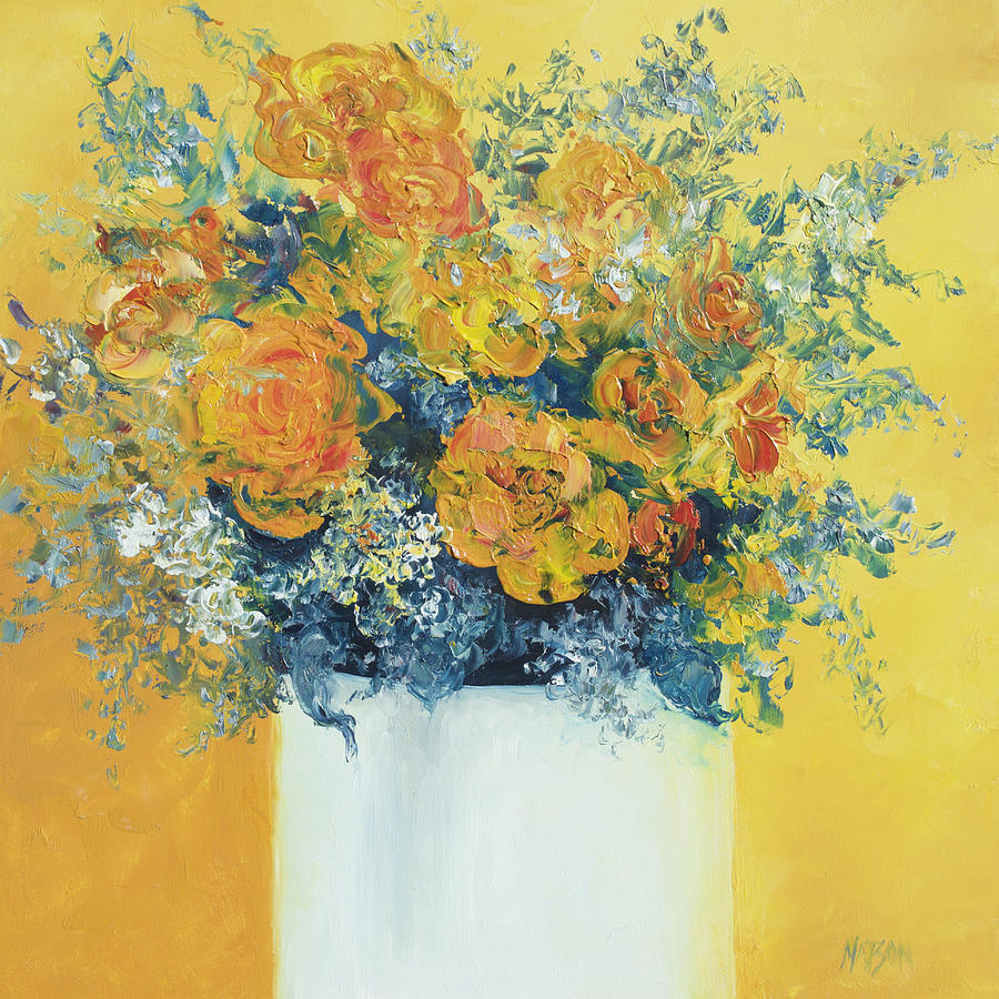 Yellow Roses Painting by Jan Matson