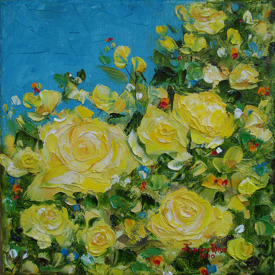 Yellow Roses Painting by Judith Rhue