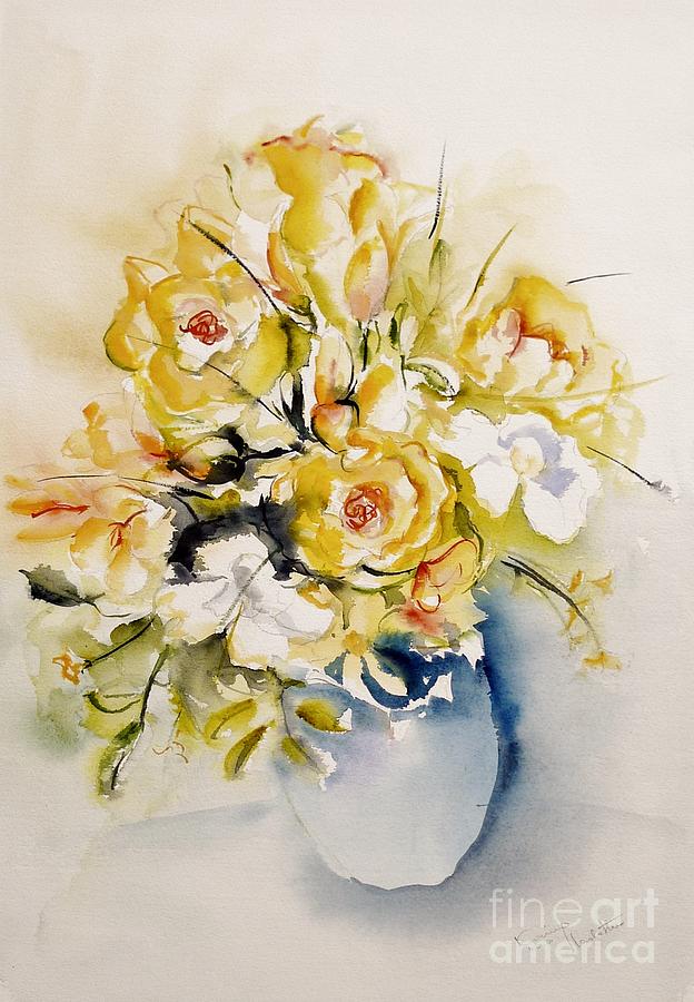 Yellow roses Painting by Karina Plachetka