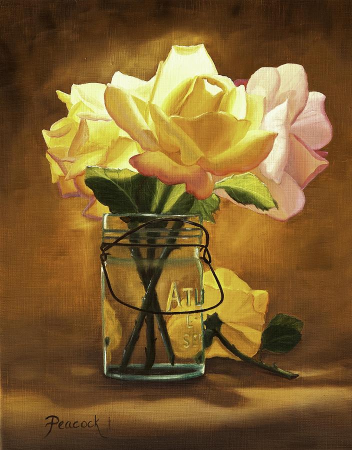 Yellow Roses Painting by Paula Peacock