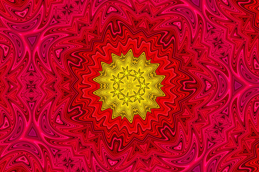 Yellow Sun in a Red Sky Kaleidoscope Photograph by Peggy Collins