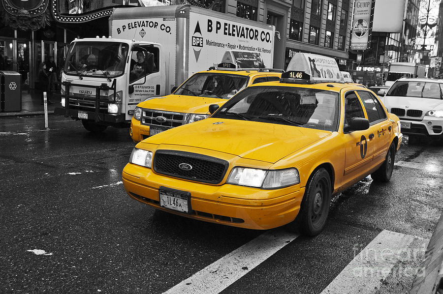 Yellow Taxi Color Pop Photograph by Steve Purnell