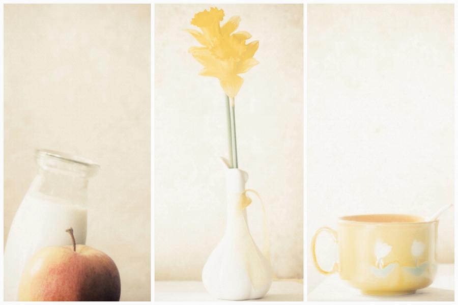 Tea Photograph - Yellow (triptych) by Delphine Devos