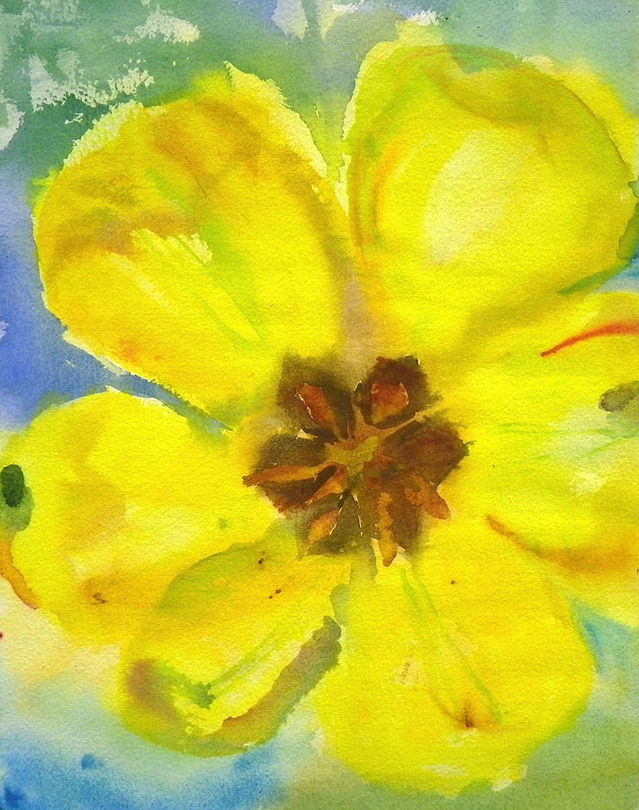 Yellow Tulip Painting by Anna Ruzsan
