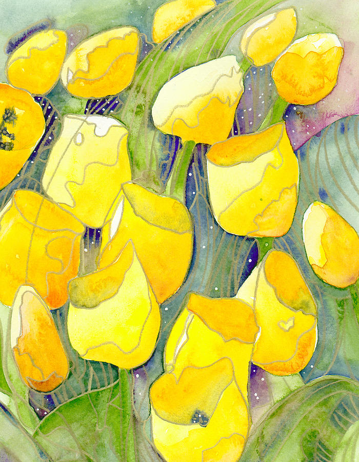 Yellow tulips 2 Painting by Ingela Christina Rahm