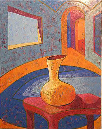 Vase Painting - Yellow Vase by Walter Casaravilla
