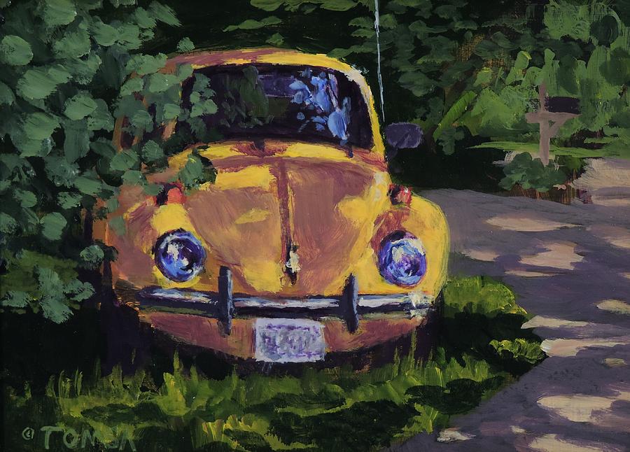 Yellow Vee Dub  Painting by Bill Tomsa