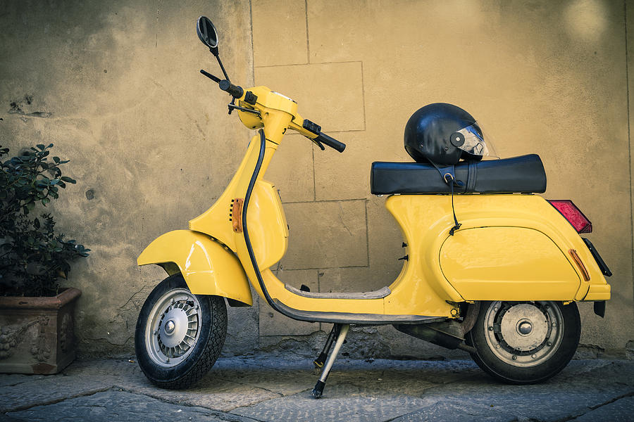 Yellow Vespa Scooter Photograph