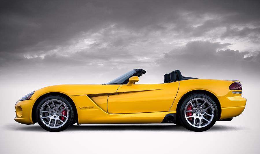 Viper Digital Art - Yellow Viper Roadster by Douglas Pittman