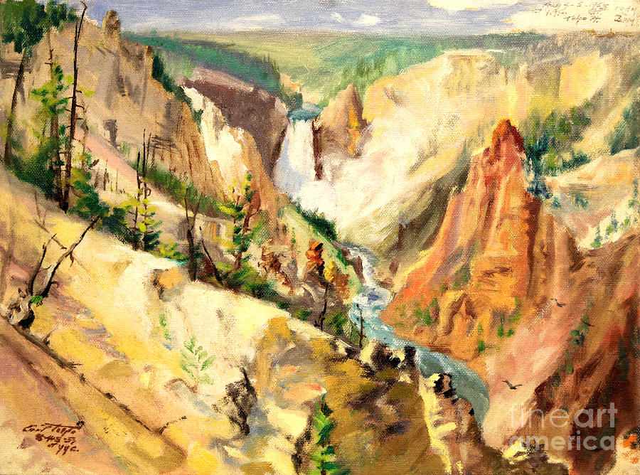 Yellowstone Canyon 1953 Painting by Art By Tolpo Collection
