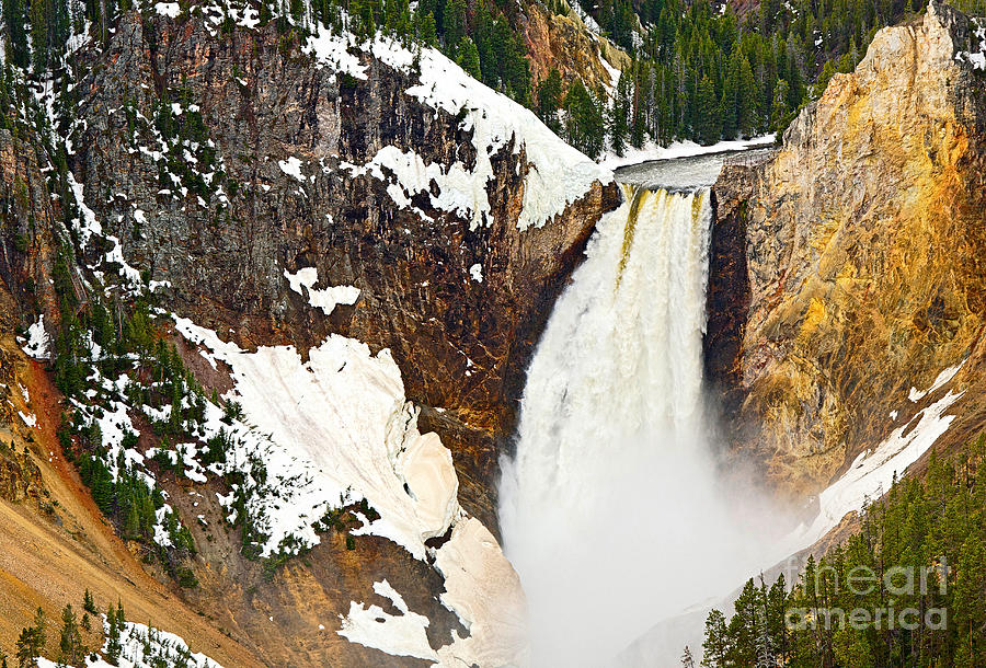 Yellowstone National Park Photograph - Yellowstone Falls from Lookout Point. by Jamie Pham