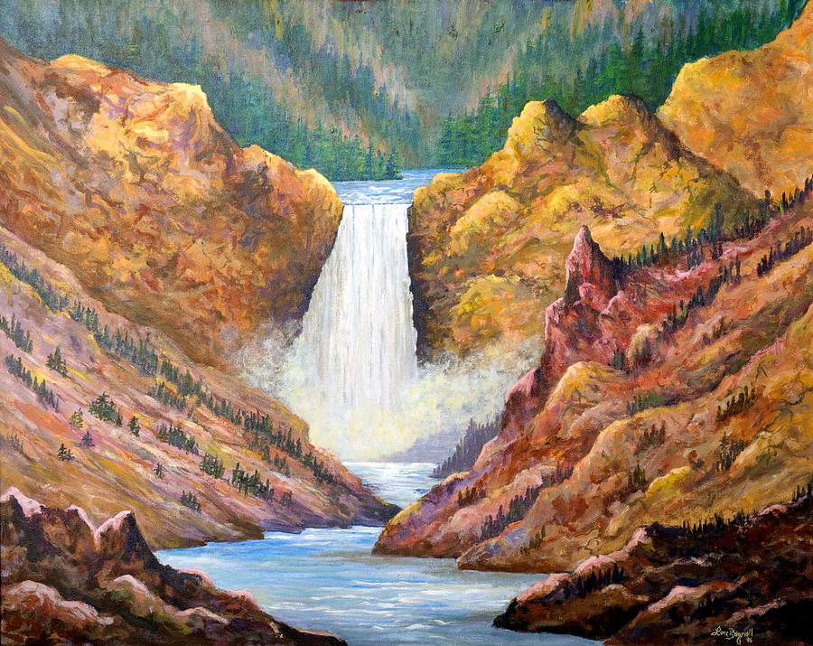 Yellowstone Falls Painting by Lou Ann Bagnall