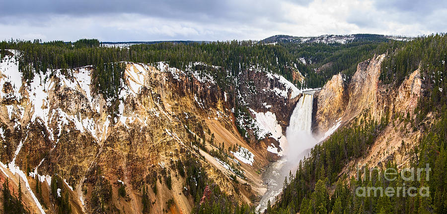 Panoramic Photograph - Yellowstone Falls Panorama by Jamie Pham