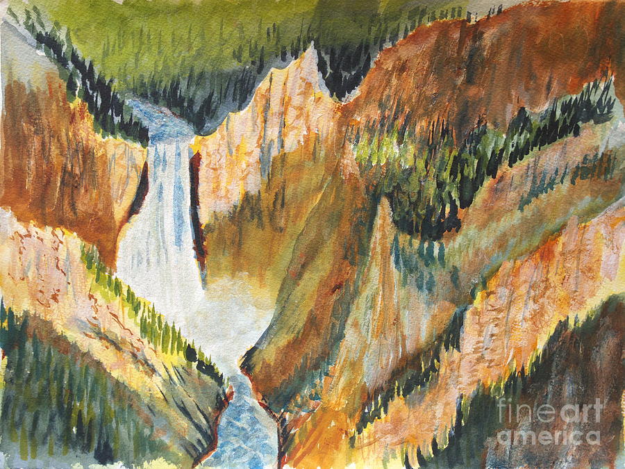 Yellowstone Falls Painting by Walt Brodis