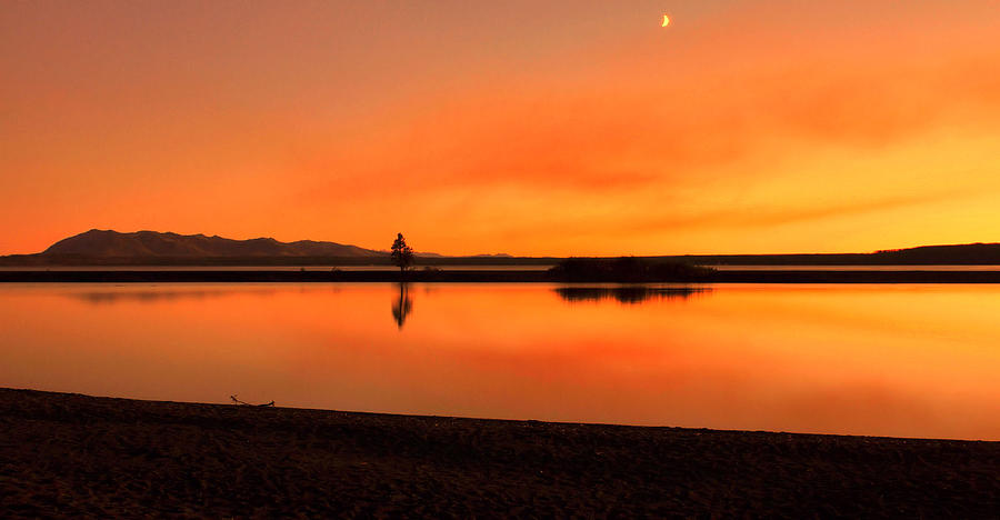 Yellowstone Lake Sunset Reflections Photograph by Stephen Vecchiotti
