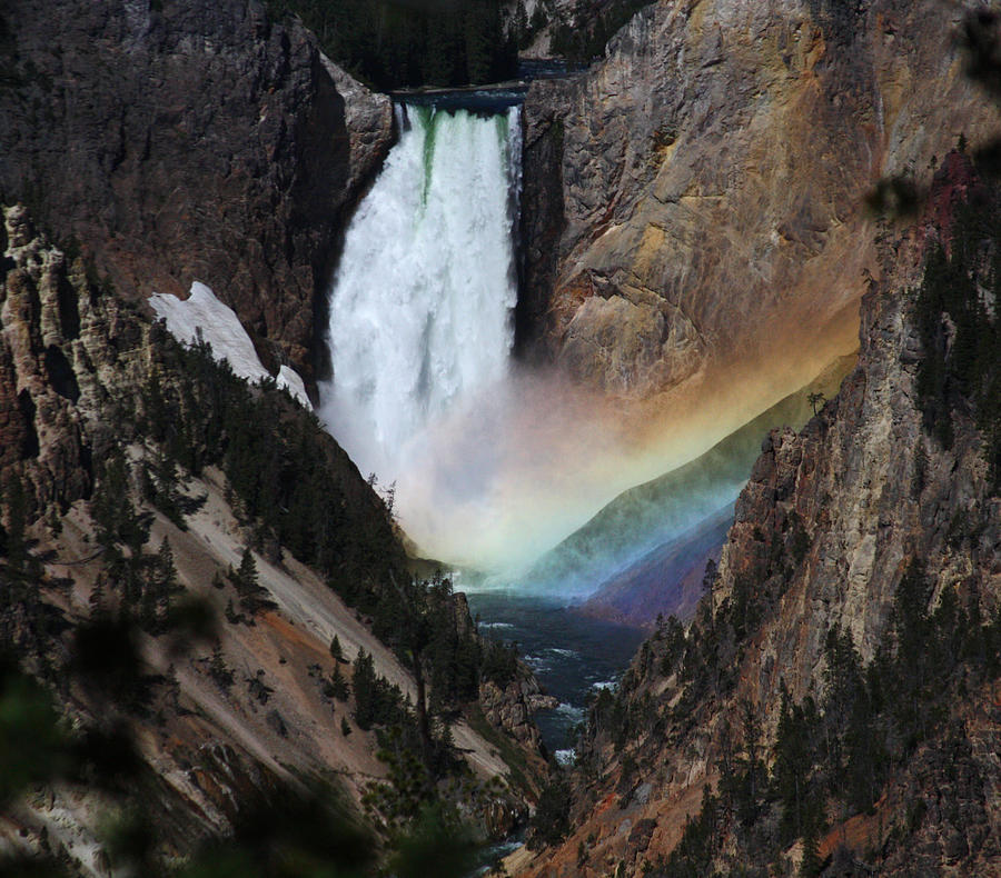Yellowstone Lower Falls Rainbow Photograph by Jean Clark