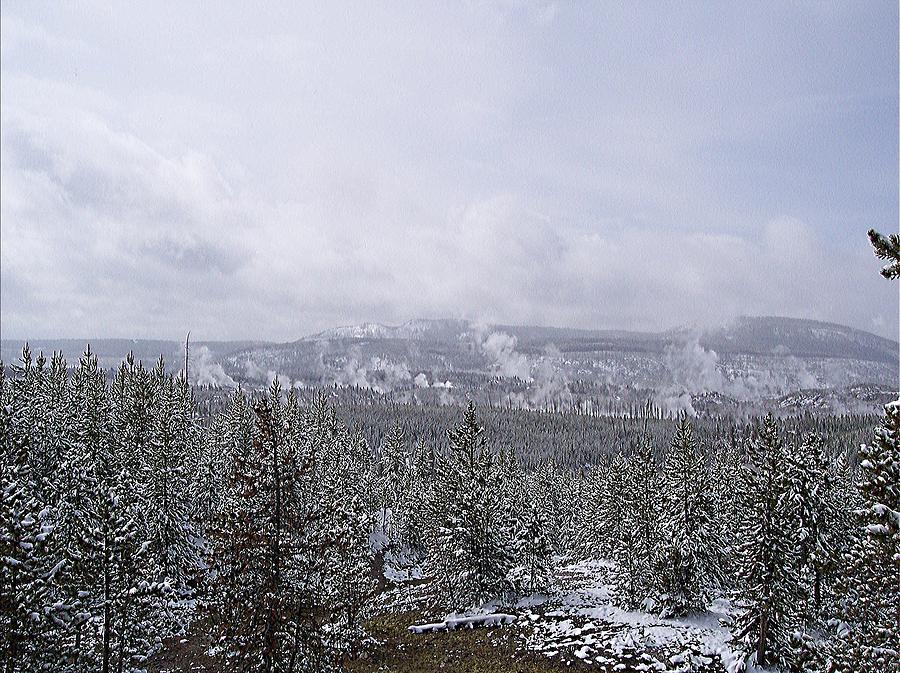 Yellowstone Norris Geyser Basin Snow Photograph by Enaid Silverwolf