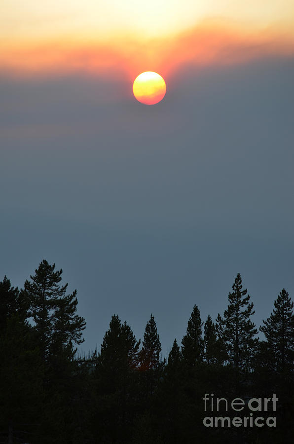 Yellowstone Smoky Sunset Photograph by Debra Thompson