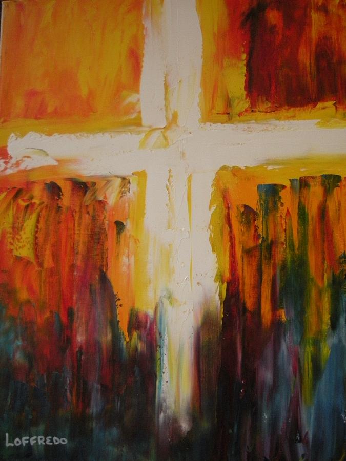 Abstract Crosses Painting - Yes by Ralph Loffredo