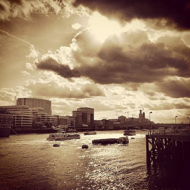 Nature Photograph - Yesterday #london #sepia #tone #river by Frankie Melvin