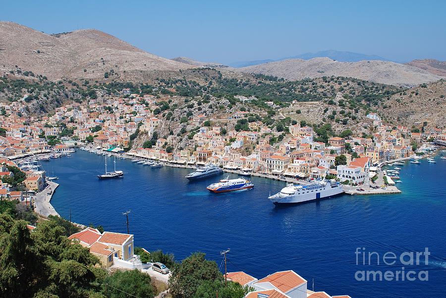 Yialos harbour Symi Photograph by David Fowler