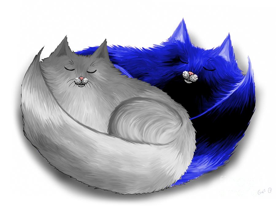 Yin Yang Cats Painting by Nick Gustafson