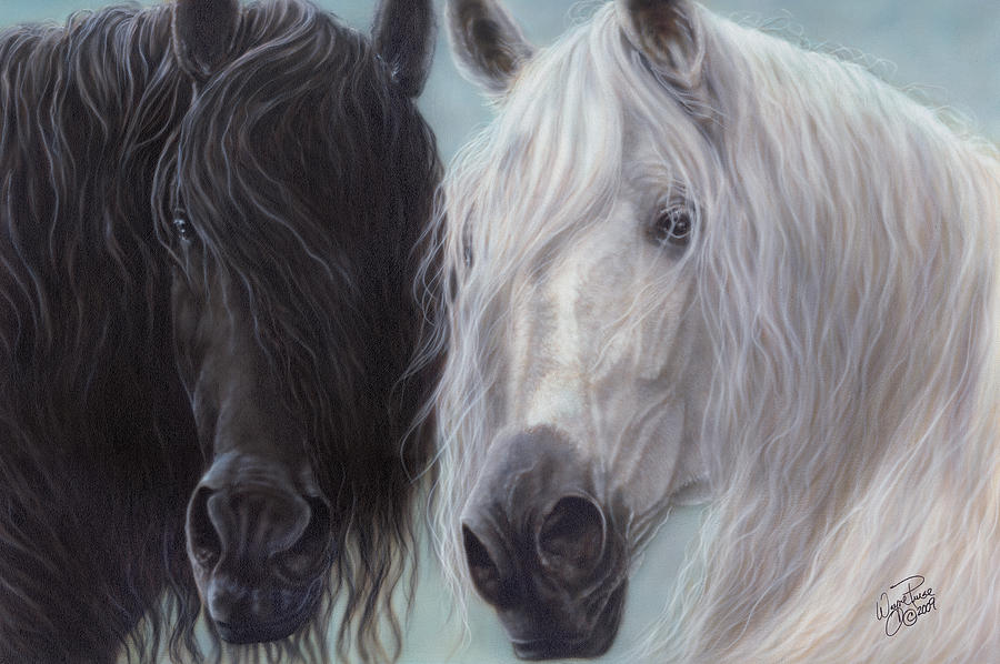 Yin-Yang Horses  Painting by Wayne Pruse