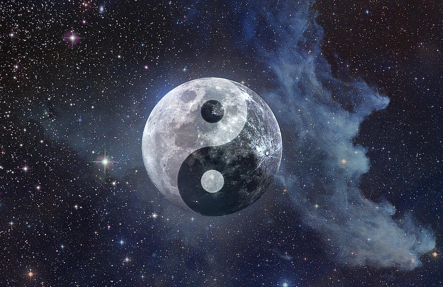 Yin Yang Moon Digital Art By Kitty Bitty