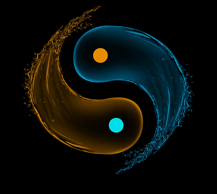 Yin yang water splash symbol  Digital Art by Eti Reid
