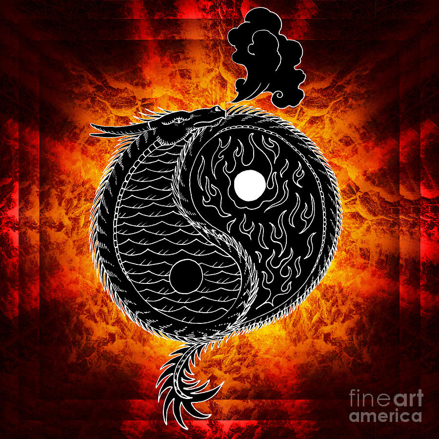 Dragon Digital Art - Yin and Yang by Robert Ball