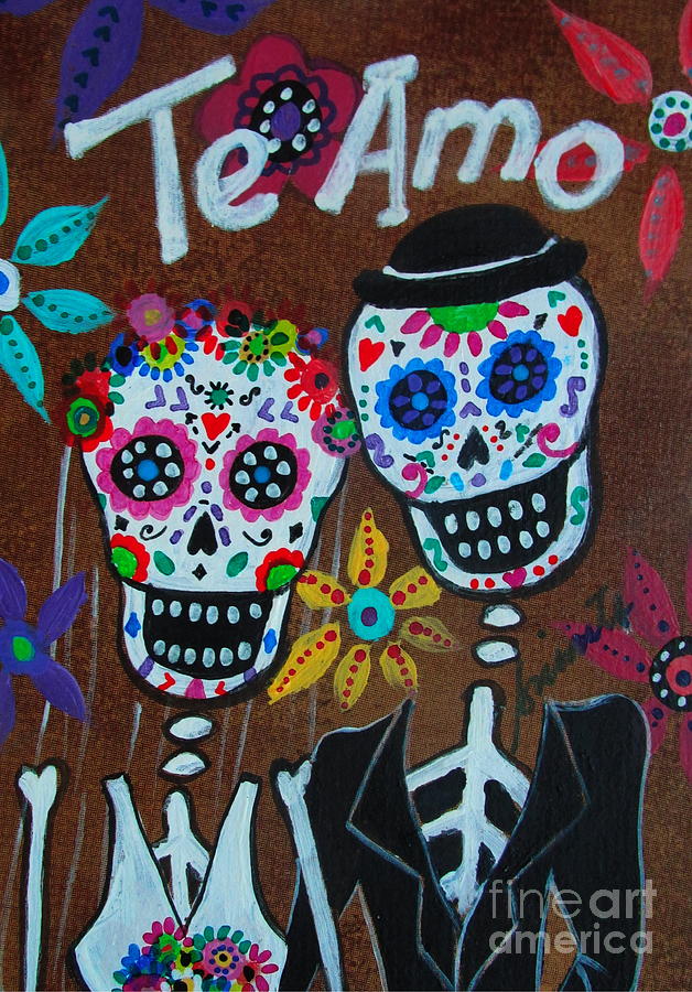 Skull Painting - Yo Te Amo by Pristine Cartera Turkus