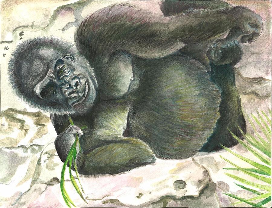 Yoga Gorilla  Painting by Lynn Maverick Denzer